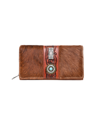 TR133-W010 BR Trinity Ranch Hair-On Cowhide Collection Wallet