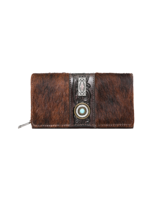 TR133-W010 CF Trinity Ranch Hair-On Cowhide Collection Wallet