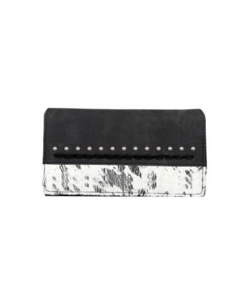TR137-W010 BK  Trinity Ranch Hair On Cowhide Collection Wallet