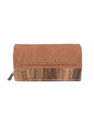TR137-W010 BR  Trinity Ranch Hair On Cowhide Collection Wallet