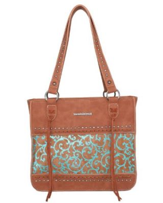 TR137G-8260 BR Trinity Ranch Hair On Cowhide Collection Concealed Carry Tote