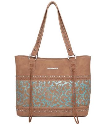 TR137G-8317 BR Trinity Ranch Hair On Cowhide Collection Concealed Carry Tote