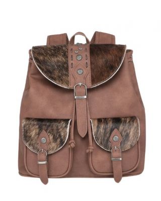 TR140-9110 BR Trinity Ranch Hair-On Cowhide Collection Backpack