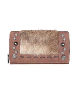 TR140-W010 BR Trinity Ranch Hair-On Cowhide Collection Wallet