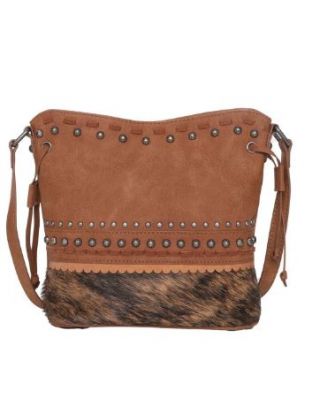 TR142-8360 BR  Trinity Ranch Hair-On Cowhide Collection Concealed Carry Crossbody Bag