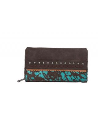 TR142-W010 CF Trinity Ranch Hair-On Studded Collection Secretary Style Wallet