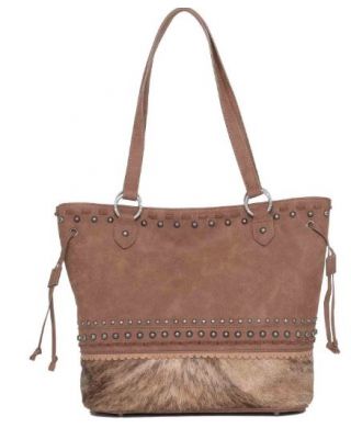 TR142G-8317 BR Trinity Ranch Hair-On Cowhide Collection Concealed Carry Tote 