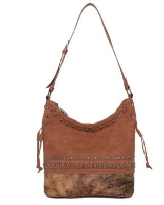 TR142G-918 BR  Trinity Ranch Hair-On Cowhide Collection Concealed Carry Hobo