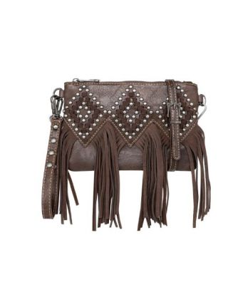 TR143-181 CF  Trinity Ranch Leather Fringe Collection Clutch/Crossbody