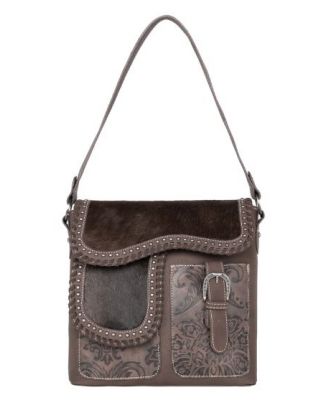TR149G-918 CF Trinity Ranch Hair-On Cowhide Saddle Shape Collection Concealed Carry Hobo