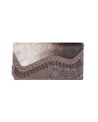 TR149-W010 CF Trinity Ranch Hair-On Cowhide Saddle Shape Collection Wallet