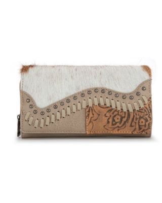 TR149-W010 TN Trinity Ranch Hair-On Cowhide Saddle Shape Collection Wallet