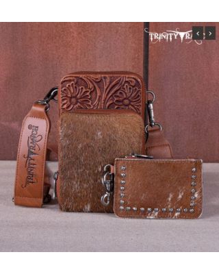 TR159 -183A BR Trinity Ranch Genuine Hair-On Cowhide/Phone Purse with Coin Pouch