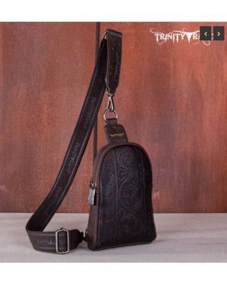 TR159-210A CF Trinity Ranch Floral Tooled Collection Sling Bag
