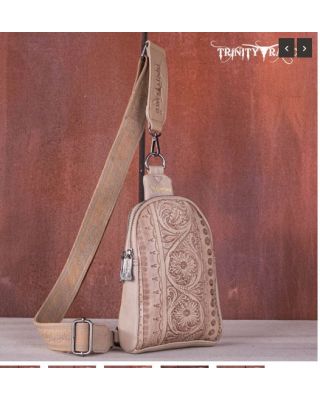 TR159-210A TN Trinity Ranch Floral Tooled Collection Sling Bag