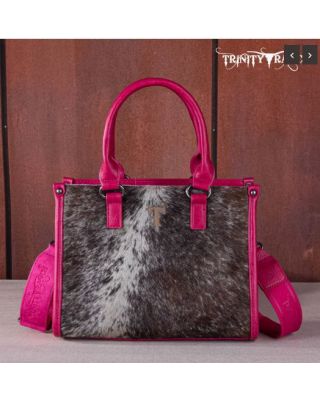 TR164-8250A HPK Trinity Ranch Hair On Cowhide Tooling Concealed Carry Tote/Crossbody