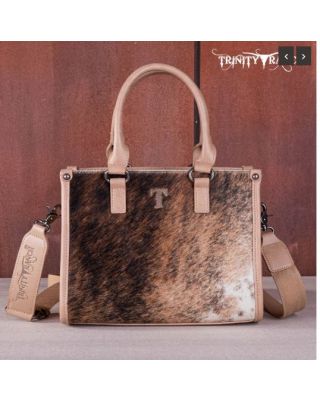 TR164-8250A TN Trinity Ranch Hair On Cowhide Tooling Concealed Carry Tote/Crossbody