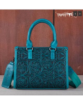 TR164-8250B TQ Trinity Ranch Floral Tooled Concealed Carry Tote/Crossbody
