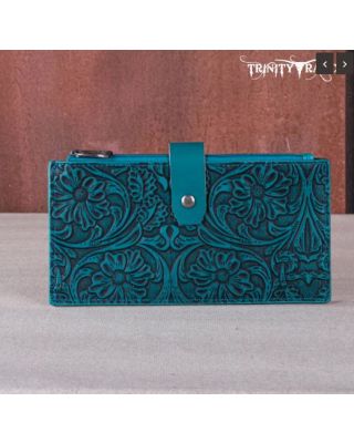 TR164-W047 TQ Trinity Ranch Floral Tooled Bi-Fold Wallet/Card Organizer