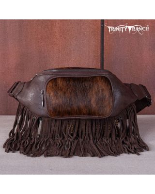 TR165-194A CF  Trinity Ranch Genuine Hair-On Cowhide Fringe Belt Bag