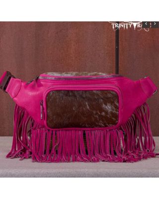TR165-194A HPK  Trinity Ranch Genuine Hair-On Cowhide Fringe Belt Bag
