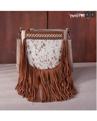 TR171-8360 TN Trinity Ranch Hair-On Cowhide Fringe Crossbody Bag