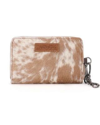 TR178-W001 BR Trinity Ranch Genuine Cowhide Hair-On Floral Tooled Collection Mini Wallet