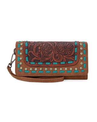 TR181-W018 BR Trinity Ranch Floral Tooled Collection Wallet