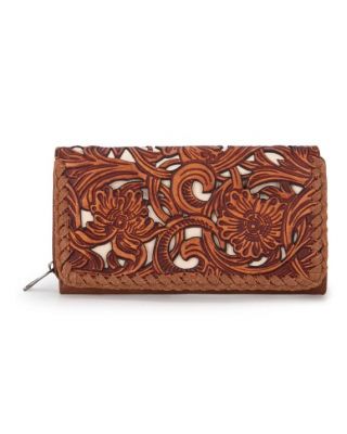 TR186-W010 BR Trinity Ranch Floral Tooled Collection Wallet