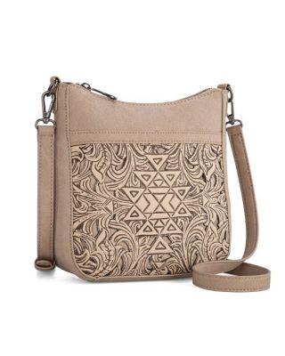 TR190-8360 TN Trinity Ranch Floral Aztec Tooled Crossbody 