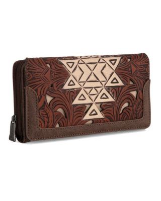 TR190-W010 CF Trinity Ranch Floral Aztec Tooled Collection Wallet