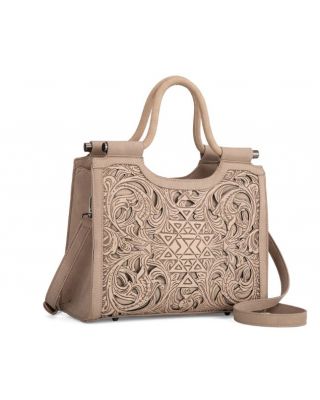 TR190G-8250 TN Trinity Ranch Floral Aztec Tooled Concealed Carry Tote/Crossbody