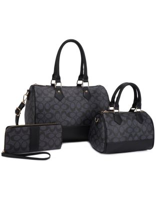 UM-31483 SET BK MONO GLAM 2 PURSE WITH WALLET