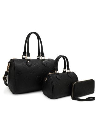 US-31291SET BK  3PC SATCHEL  DESIGNER BAG