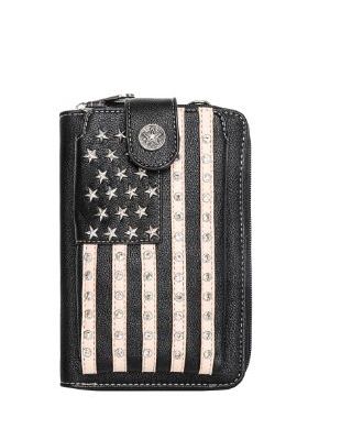 US04-183 BK Montana West Western American Pride Phone Case Crossbody Wallet