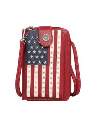 US04-183 RD Montana West Western American Pride Phone Case Crossbody Wallet