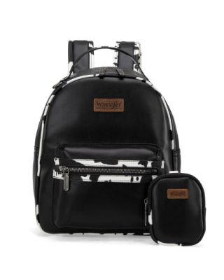 WG102-8603 BK Wrangler Cow Print Backpack With Coin Pouch 