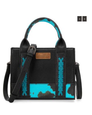 WG102-8120S TQ Wrangler Cow Print Concealed Carry Tote/CrossbodY