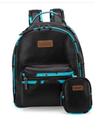 WG102-8603 TQ Wrangler Cow Print Backpack With Coin Pouch 