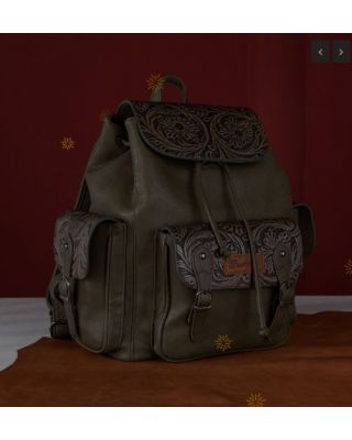 WG12-9110B GN Wrangler Vintage Floral Tooled Backpack
