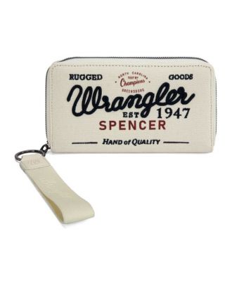 WG136-W006 BG Vintage Wrangler Canvas Zip Wristlet