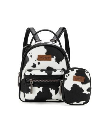 WG133-8600 BK Wrangler Cow Print Mini Backpack With Coin Pouch 