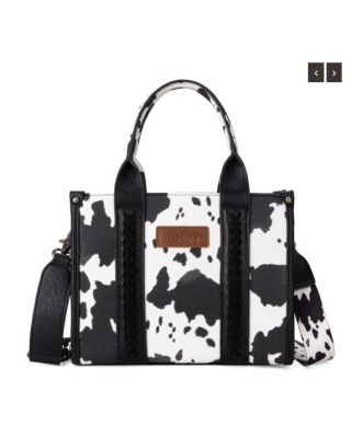 WG133-8120S BK Wrangler Cow Print Concealed Carry Tote/Crossbody