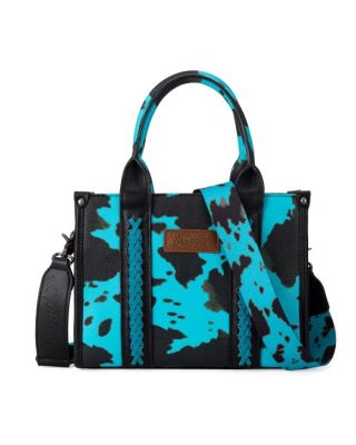 WG133-8120S BL Wrangler Cow Print Concealed Carry Tote/Crossbody