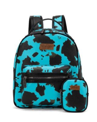 WG133-8603 TQ Wrangler Cow Print Backpack With Coin Pouch