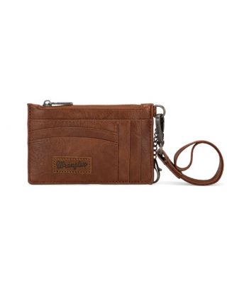 WG137-W009 BR Wrangler Solid Color Key Chain Wristlet Card Wallet