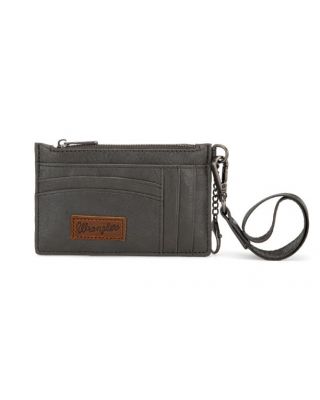 WG137-W009 GY Wrangler Solid Color Key Chain Wristlet Card Wallet