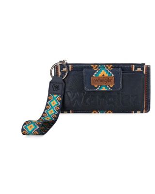 WG139-W013 BK Wrangler Aztec Print Bi-Fold Wallet Wristlet