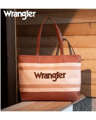 WG159-8112 BR Wrangler Aztec Pattern Dual Sided Print Canvas Tote Bag