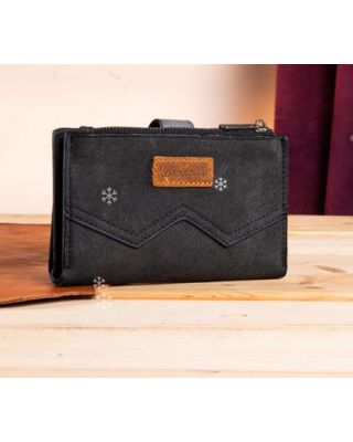 WG162-W033 BK Wrangler "W" Stitch Card Holder Bi-Fold Wallet